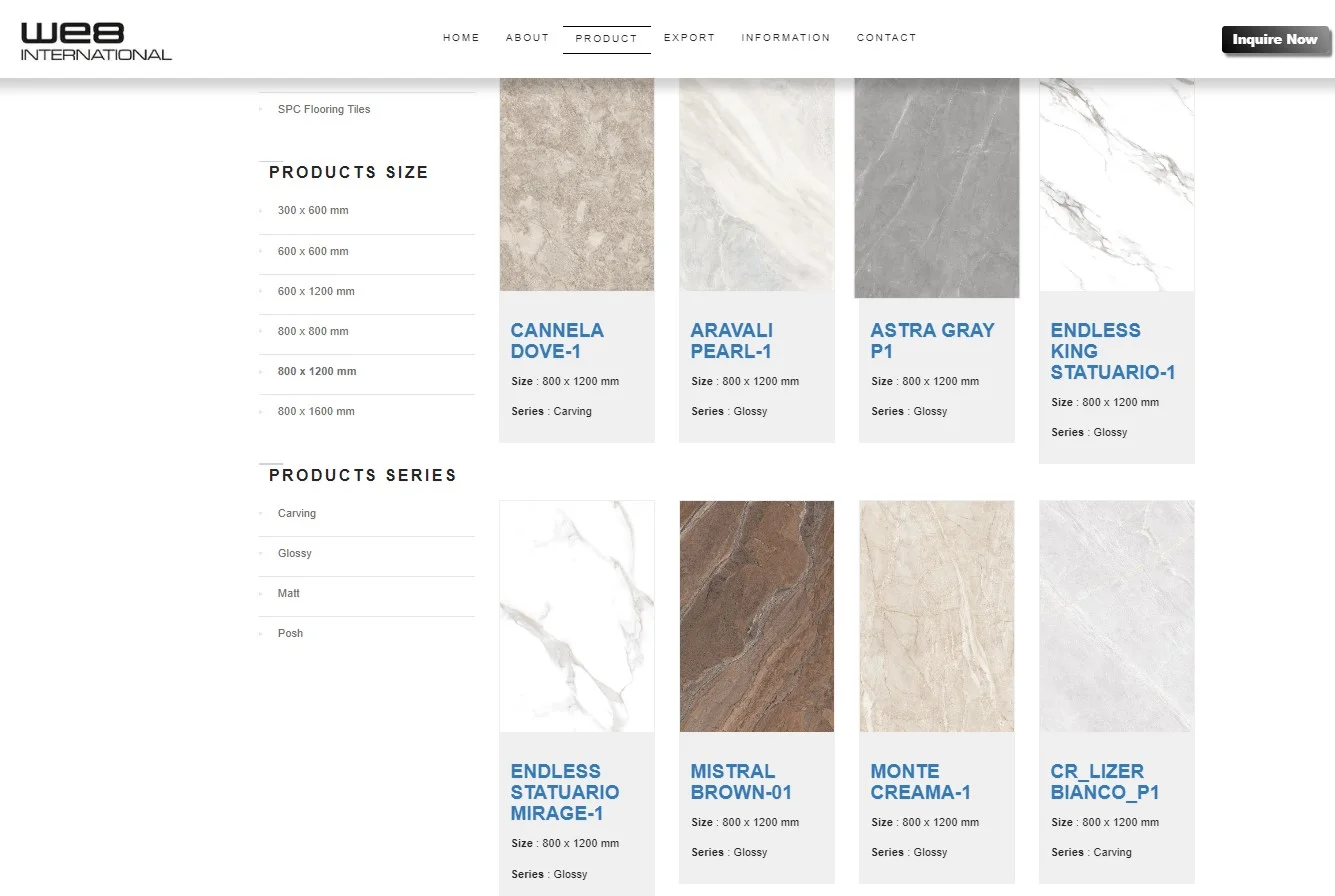 We8 Internationals Tile Product Range