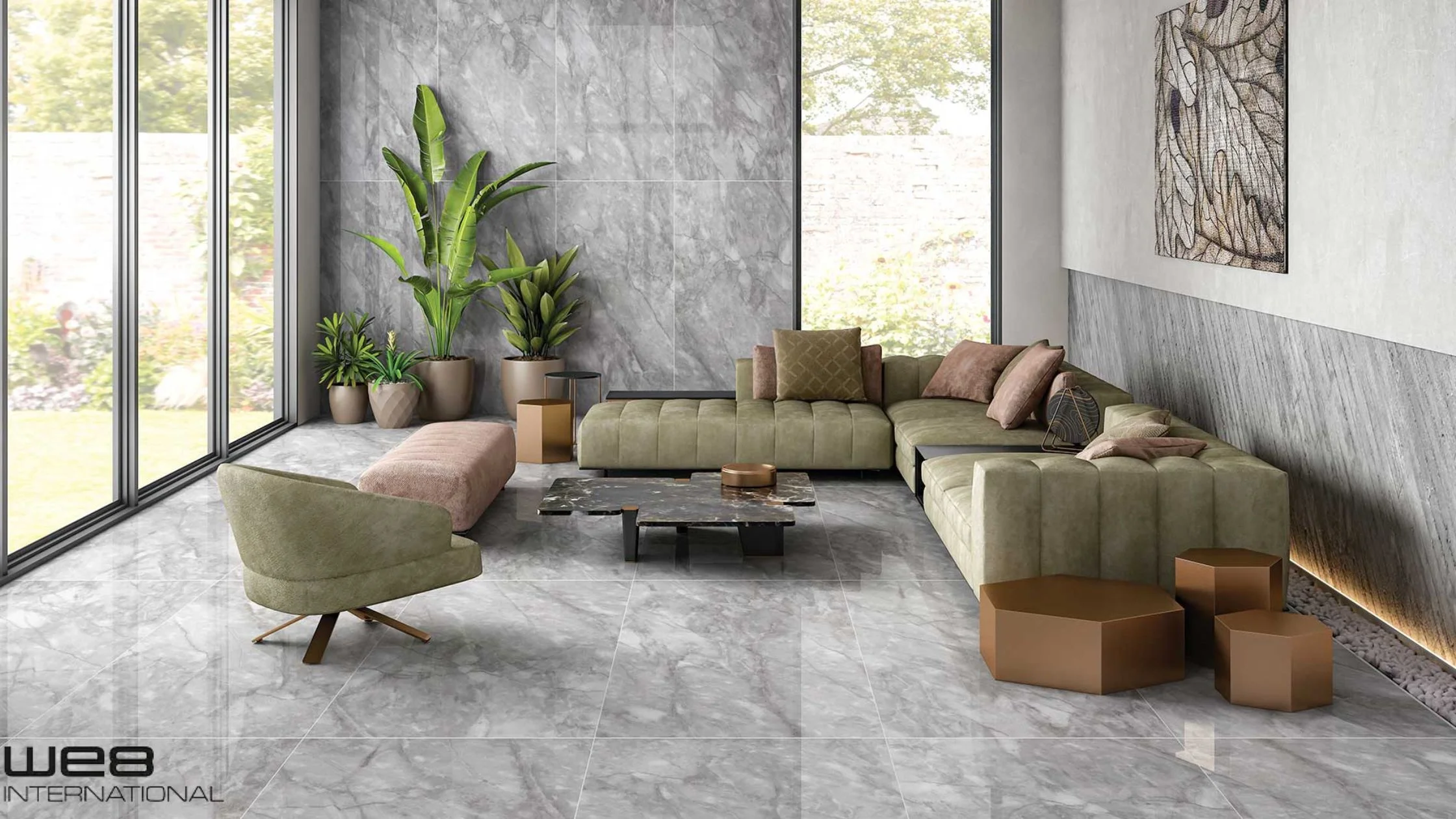 Pale Gray color tile for Living Rooms