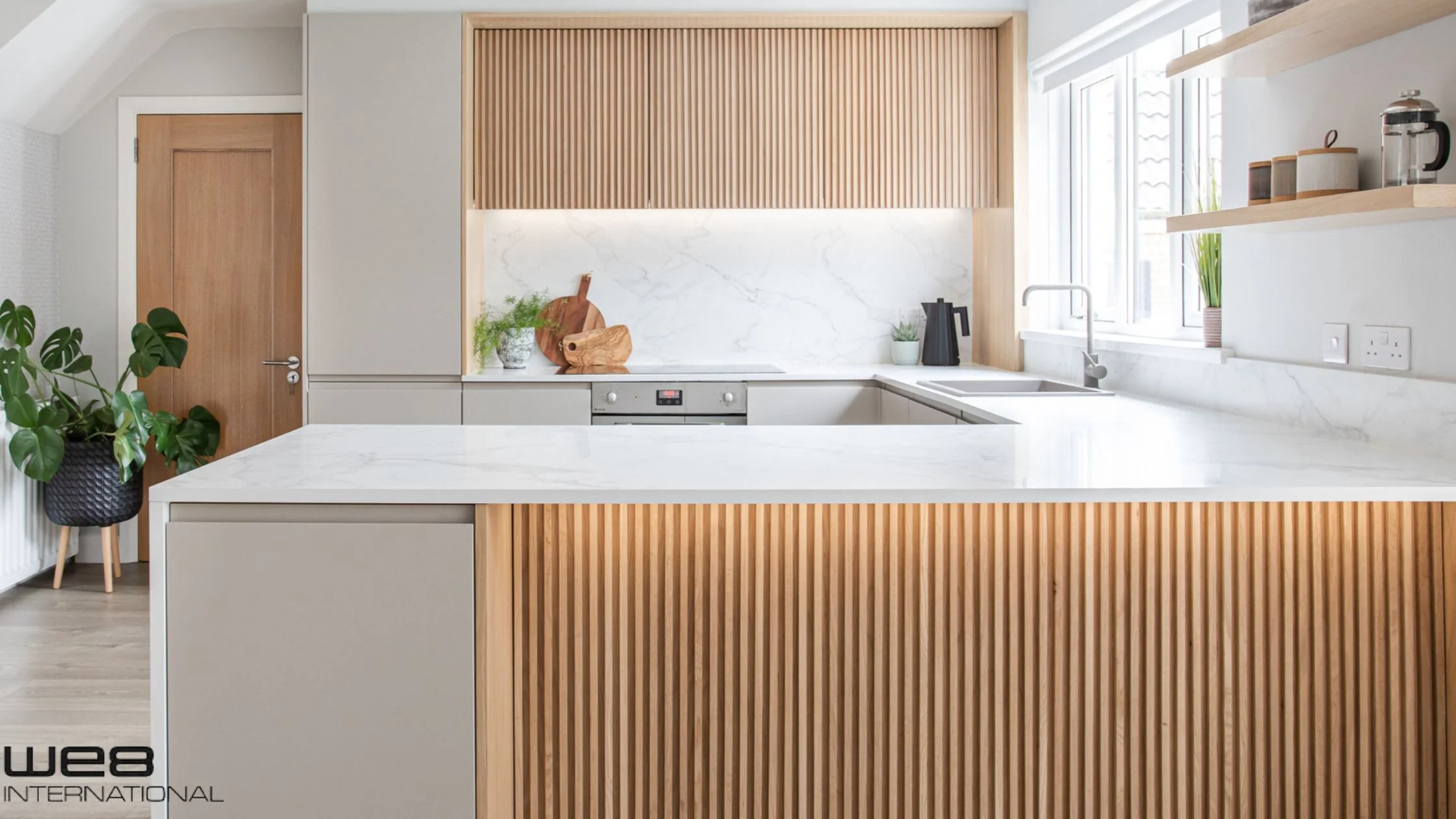 Using Wooden Strips for Accent Walls in the Kitchen
